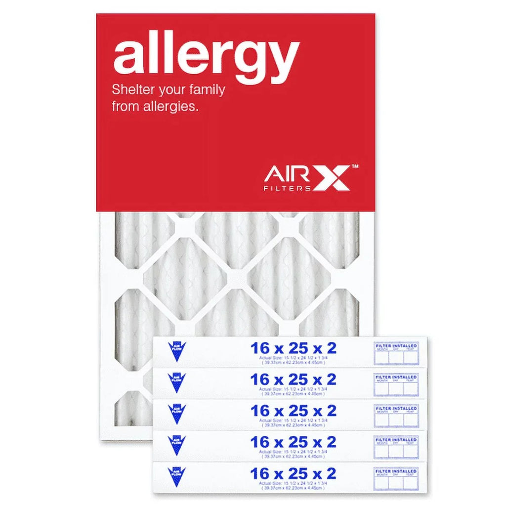 AIRx Filters 16x25x2 Air Filter MERV 11 Pleated HVAC AC Furnace Air Filter, Allergy 6-Pack, Made in the USA
