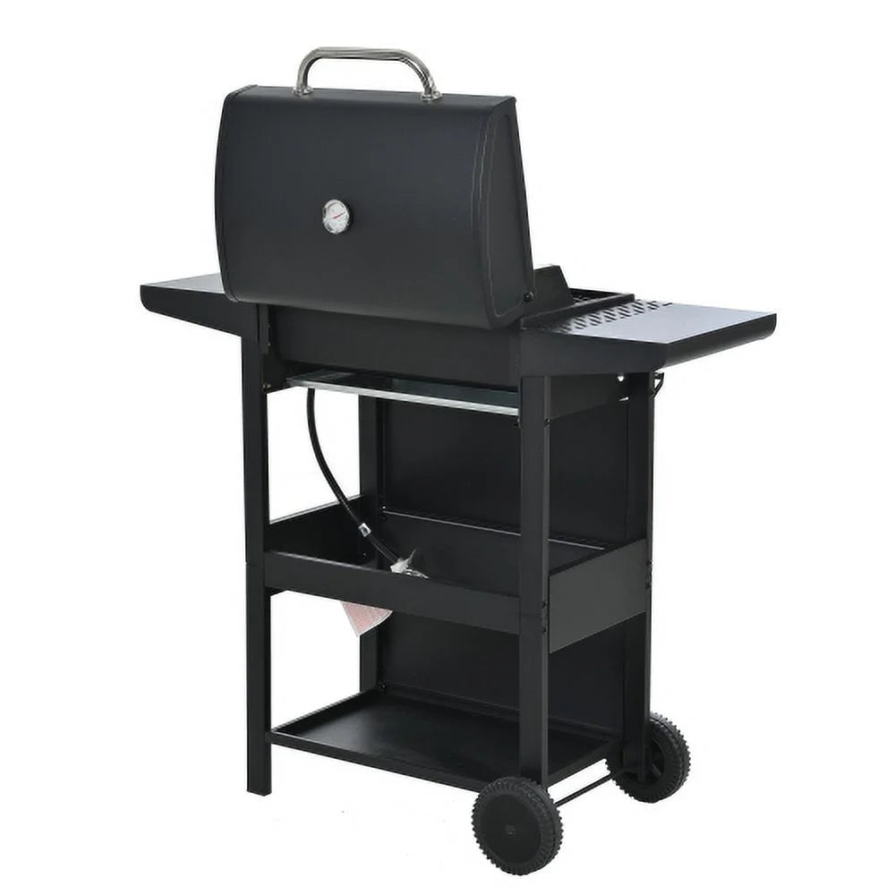 Forclover Stainless Steel Portable Propane Gas Grill, 3-Burner BBQ Grill with Top Cover Lid, Wheels, and 2 Side Shelves, for Outdoor Patio Garden Picnic Backyard