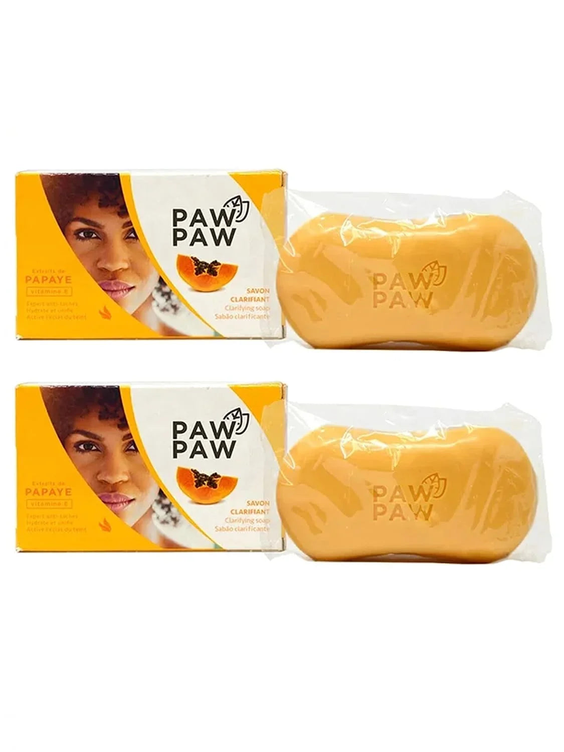 Paw Paw Skin & Body Clarifying Bar Soap Papaye Extracted With E, 180G./6.3Oz. (Pack Of 2)