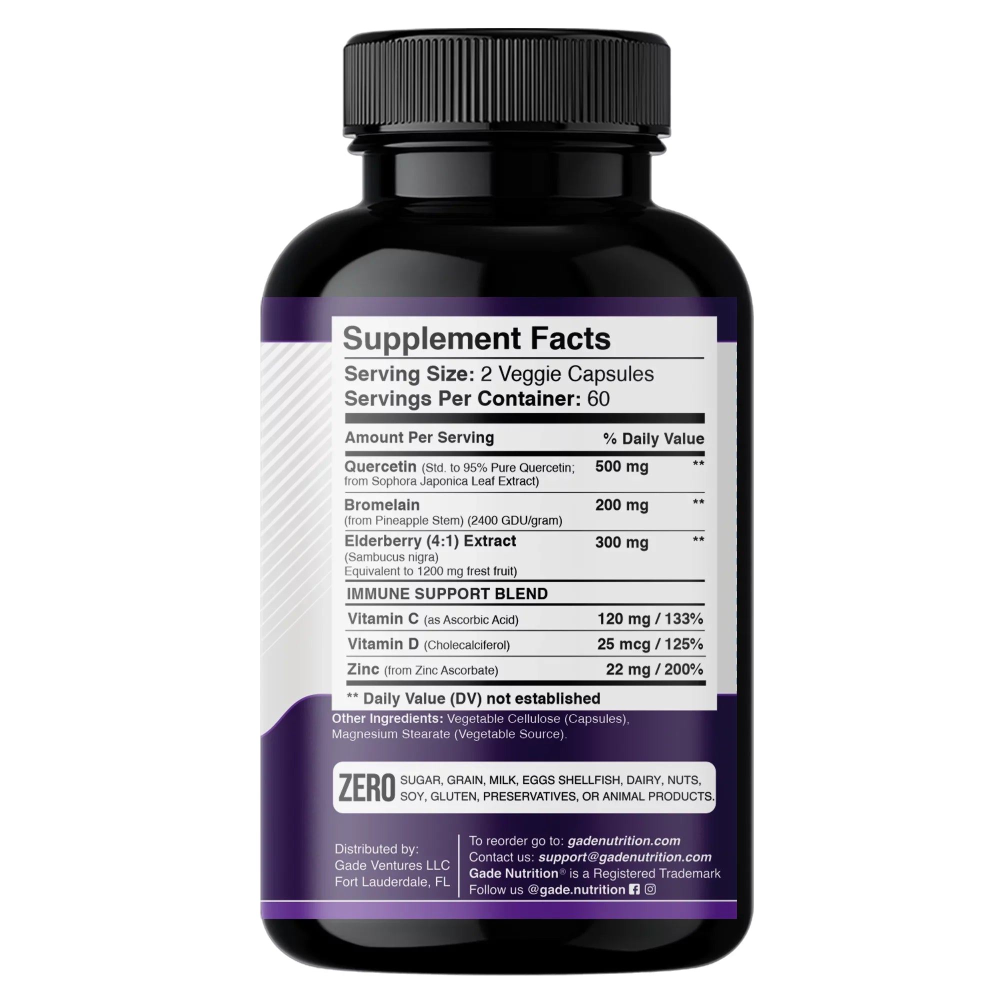 Quercetin with Vitamin C and Zinc - Elderberry - Quercetin 500mg - Quercetin with Bromelain - Zinc Quercetin - Vitamin D3 - 6 in 1 Daily Immune Support, Non-GMO, Gluten-Free - USA - 4 Months Supply