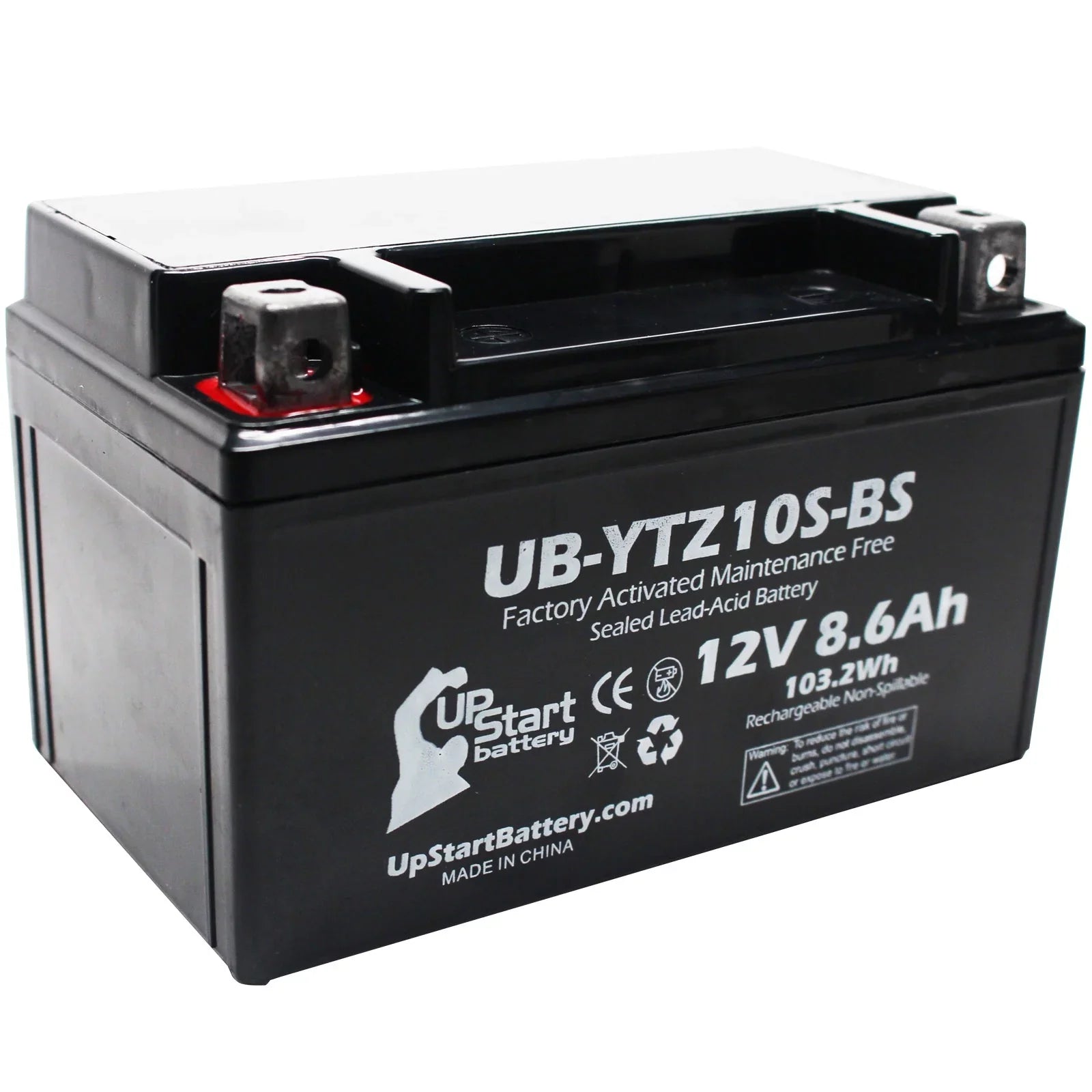 4-Pack UpStart Battery Gentlemen for 2010 Yamaha YZF-R1 1000CC Factory Activated, Maintenance Free, Motorcycle Battery - 12V, 8.6Ah, UB-YTZ10S-BS
