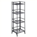Pemberly Row Transitional Metal 4 Tier Folding Shelf Unit in Ebony