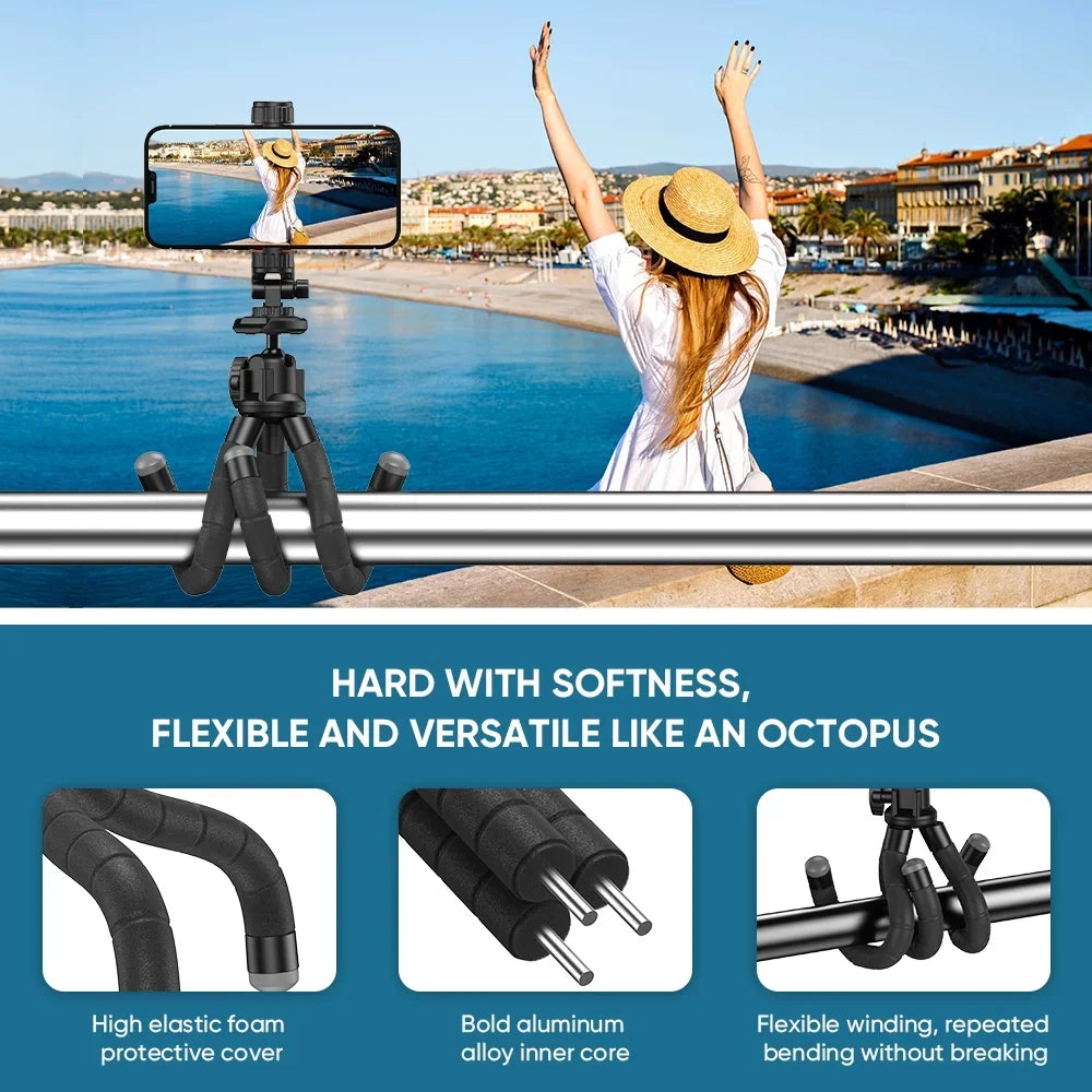 APEXEL Portable Flexible Octopus Tripod Final Point Mini Phone Stand 360 Rotation Shooting for Phone DSLR Gopro Live Streaming