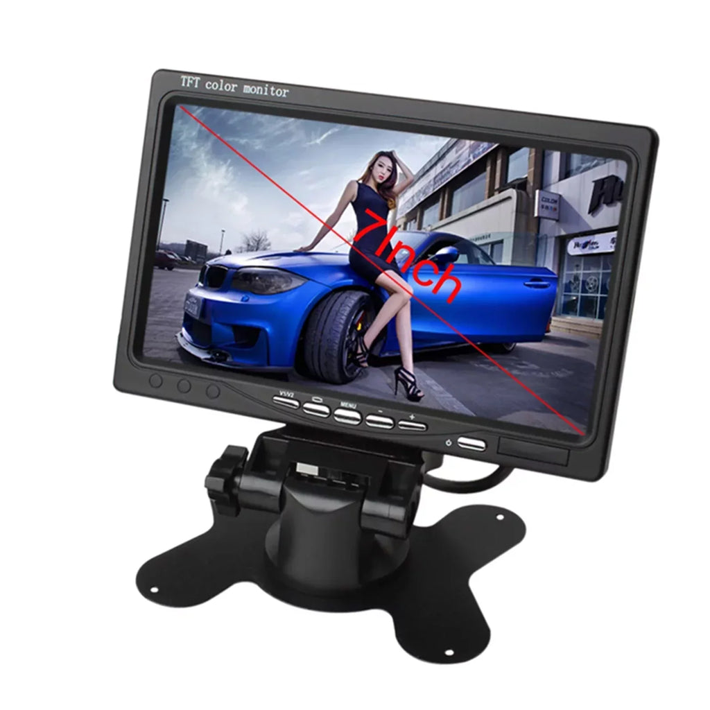 moobody 7 Inch HD Monitor Display Screen TFT Car Screen Monitor HD 1024x600 Display AV Input Built-in Speaker For Trucks Bus RV Trailer Reverse Rear View Backup Camera