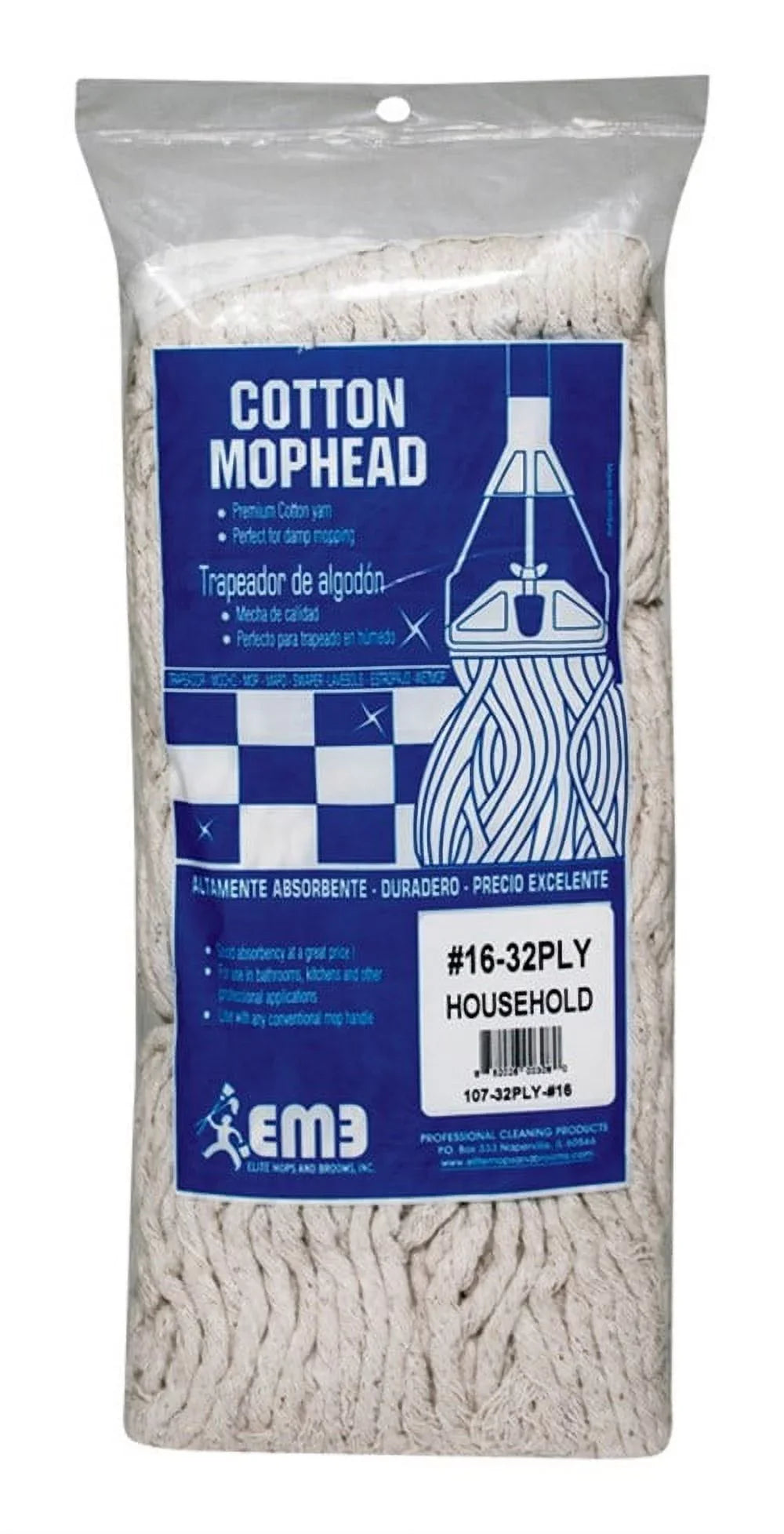 Elite Mops and Brooms Cut Termination Cotton Yarn 32 Ply # 16 Bagged Case of 6