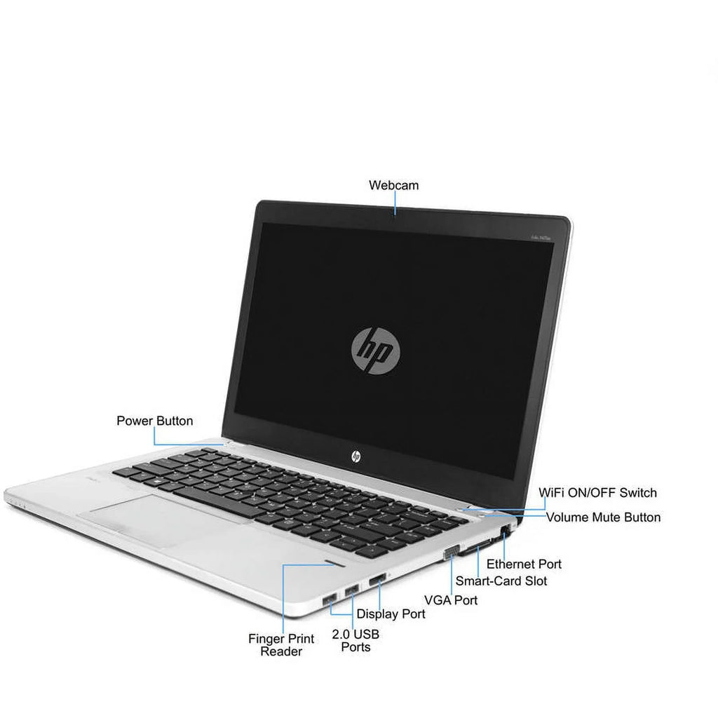 Restored HP Silver 14" Folio 9470M Laptop PC with Intel Core i5-3437U Processor, 4GB Memory, 128GB Solid State Drive and Windows 10 Pro (Refurbished)
