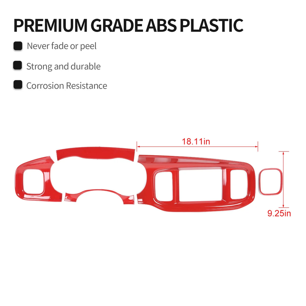 CheroCar Console Center Dash Board Trim Covers Interior for Dodge Charger 2015-2022,Red
