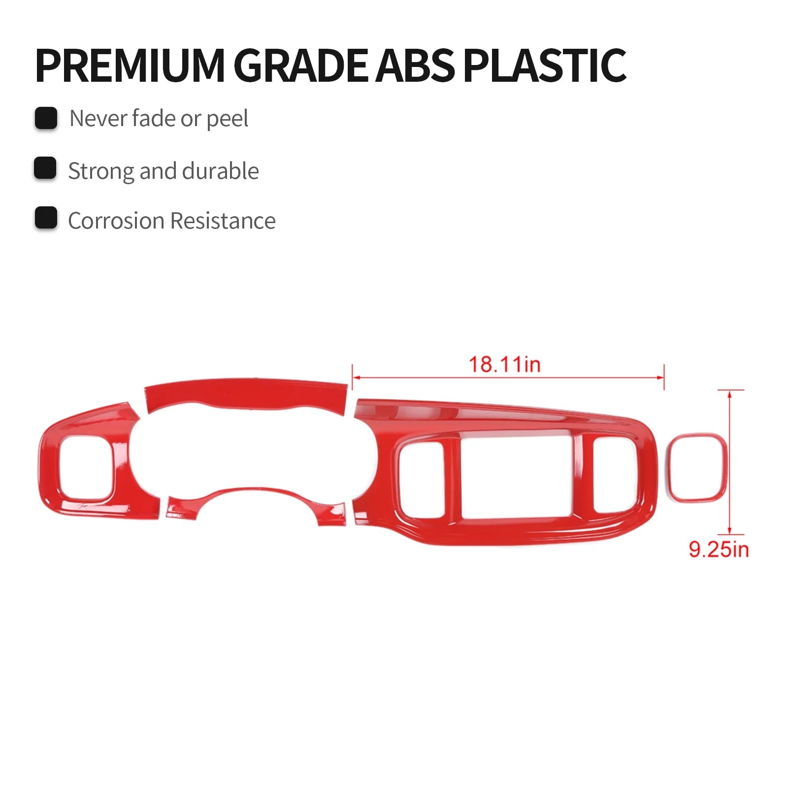 CheroCar Console Center Dash Board Trim Covers Interior for Dodge Charger 2015-2022,Red