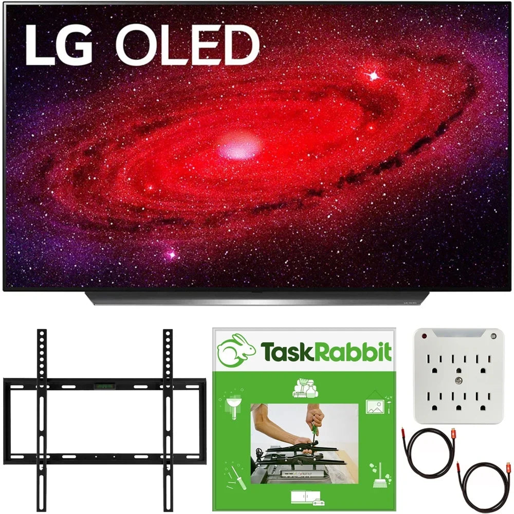LG OLED48CXPUA 48 inch CX 4K Smart OLED TV with AI ThinQ 2020 Bundle with TaskRabbit Installation Services + Deco Gear Wall Mount + HDMI Cables + Surge Adapter(OLED48CX 48CX 48" TV)