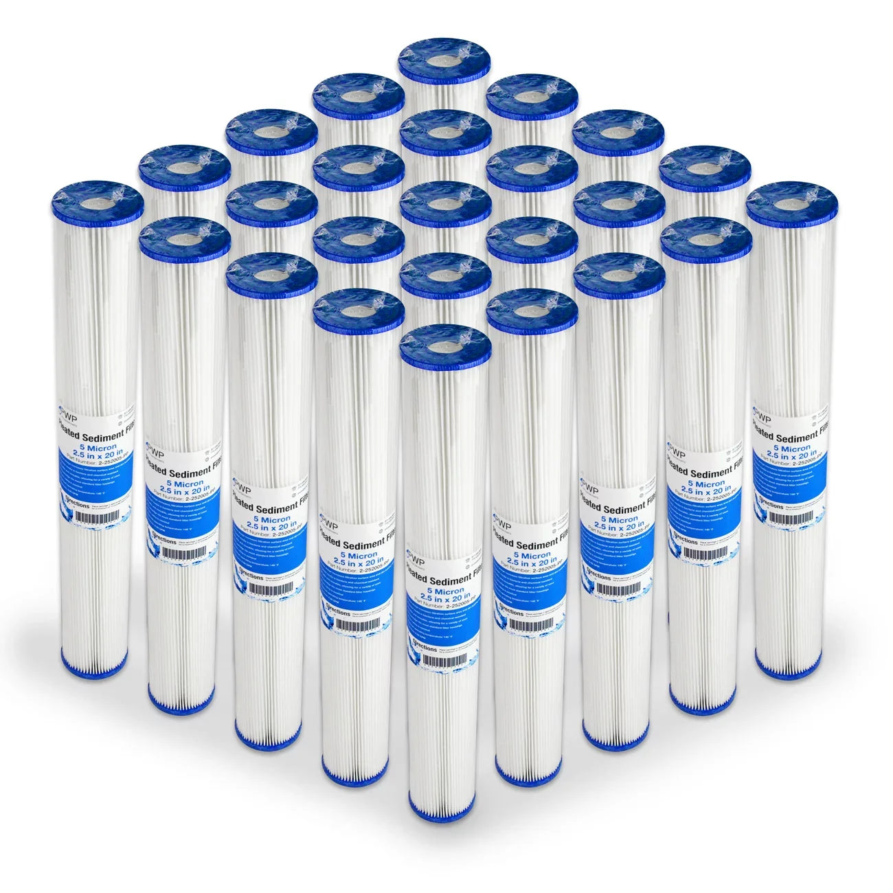 Pleated Poly Individuals Water Filter Cartdrige 20x2.5" 5 micron 25 Pack