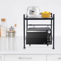 14.5~22.8 inch Microwave Oven Rack, Single Tier Countertop Microwave Oven Rack, Metal Shelf Kitchen Gentlemen Storage Cabinet Stand, Expandable Retractable Microwave Oven Rack