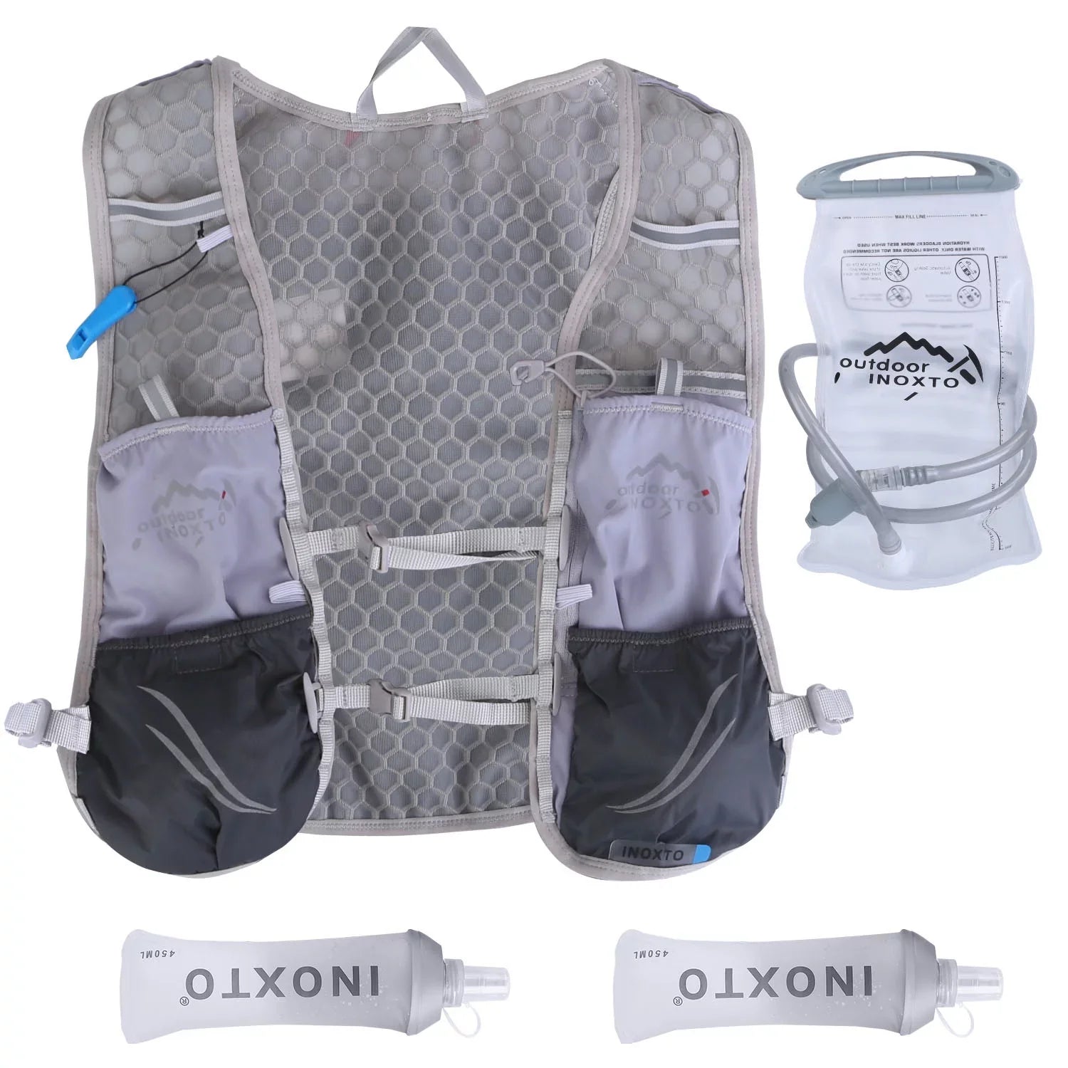 Runing Hydration Vest Backpack, iMounTEK Running Water Vest Hydration Pack with 2.4L Water Bladder Bag for Trail Running Marathon Race Hiking Cycling Grey