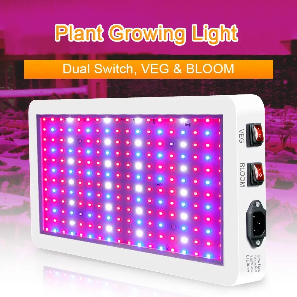2000W LED Grow Light for Indoor Plants 312 LEDs Full Spectrum Veg and Bloom Dual Switch IP65 Waterproof Hanging Plant Growing Lamps for Seedlings Flowers Greenhouse