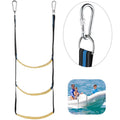 Marine Boat Rope Ladder, 3-Step Portable Rope Boarding Ladder, Folding Climbing Ladder for Inflatable Boat, Sailboat, Kayak, Canoeing, Motorboat