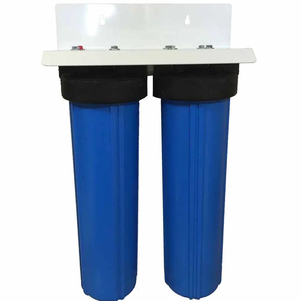 20-inch 2 Stage Big Blue Whole House Filter with Interface Flow Carbon & Activated Alumina Filters