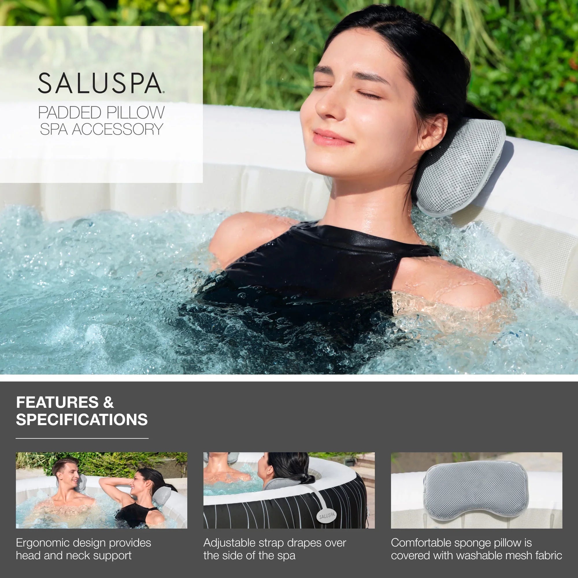 Bestway SaluSpa Honolulu AirJet Hot Tub w/6 Pool/Spa Seat & 6 Pillows