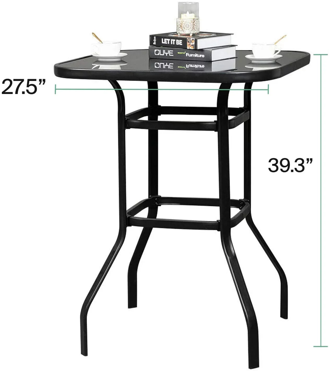 Lilac Durable & Solid Glass Bar Table For Deck Or Porch