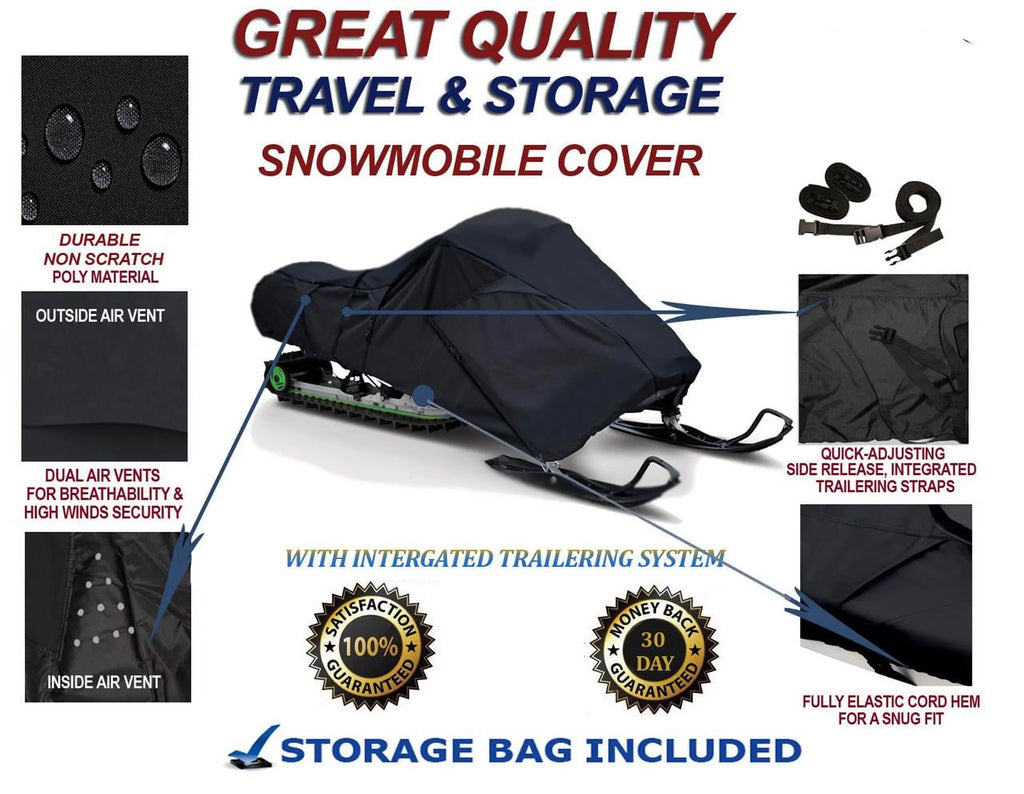 300D Snowmobile Travel and Storage Cover Compatible for 2008-2009 Ski Doo Bombardier GSX Fan 550F Sleds. Slush and Mud Protection