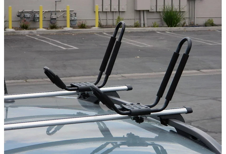 FDB J Cross Bar 2 Pairs = 4 PCS Universal Kayak Canoe Top Mount Carrier Roof Rack Boat SUV Truck Van Car with 4 pcs Tie Down Straps