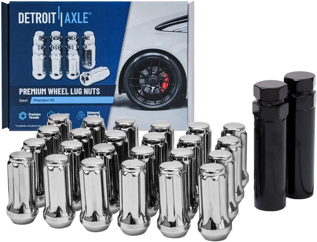Detroit Axle - 4WD Front Wheel Hubs Control Arms Suspension Kit + 24pc Lugnuts w/Keys Individuals for 2000-2006 Tahoe Escalade Silverado Sierra 1500
