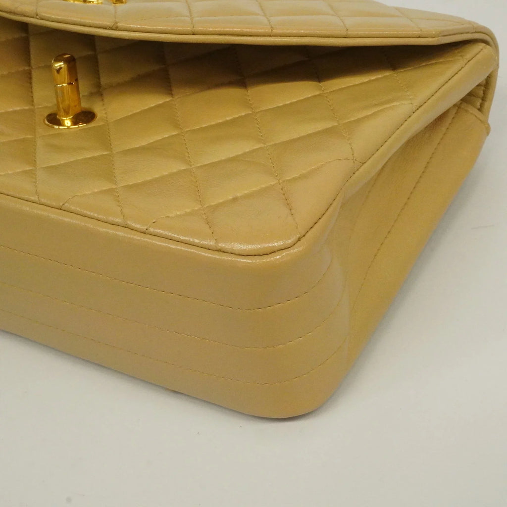 Authenticated Used Auth Chanel Matelasse Single Chain Individuals Leather Shoulder Bag Beige