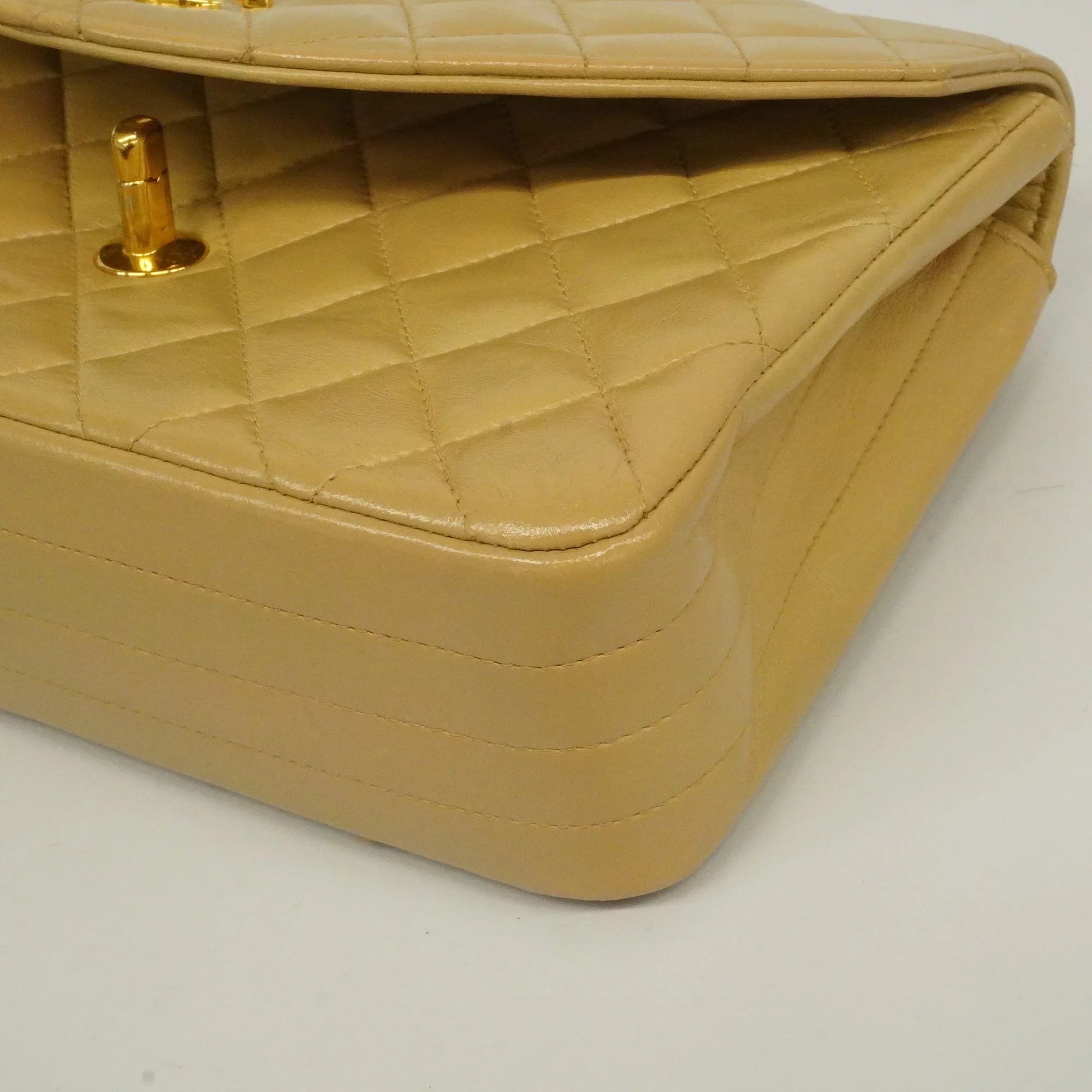 Authenticated Used Auth Chanel Matelasse Single Chain Individuals Leather Shoulder Bag Beige