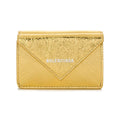 Balenciaga Papier Gold Arena Lambskin Mini Trifold Wallet 391446