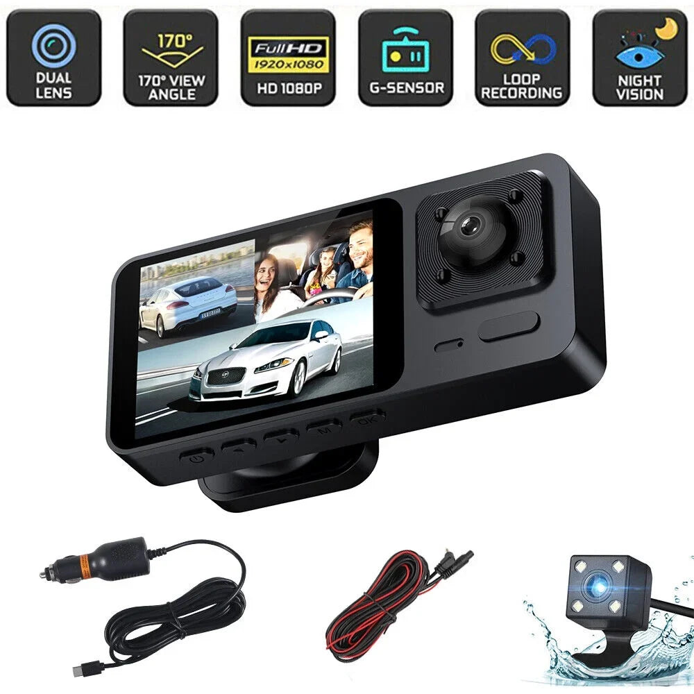 G·PEH HD Dual Lens Car Dash Cam Front/Rear/Inside Video Recorder Camera G-sensor