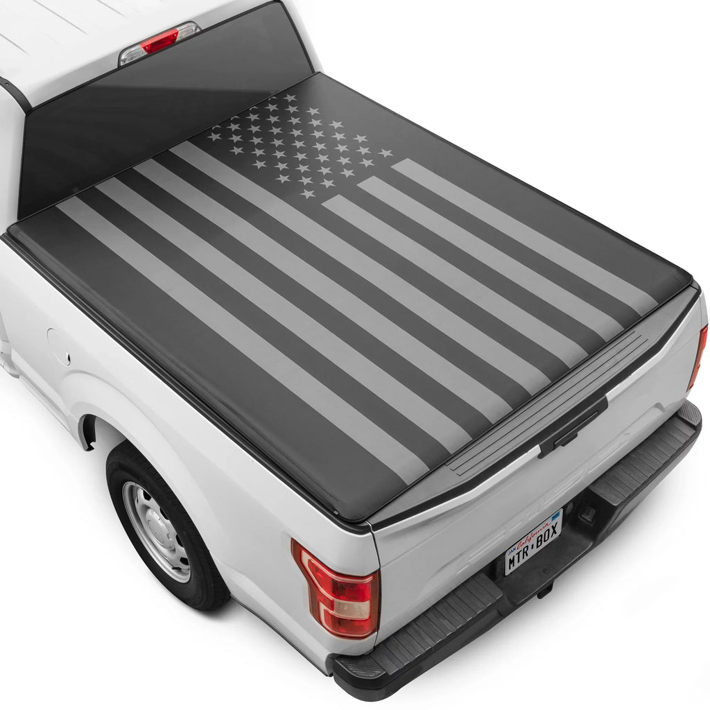 Ebony Flag Tonneau Cover Soft Roll-up Truck Bed Protector All Weather Retractable for Ram 1500 2002-2023 2500/3500 2003-2020 6.4 ft