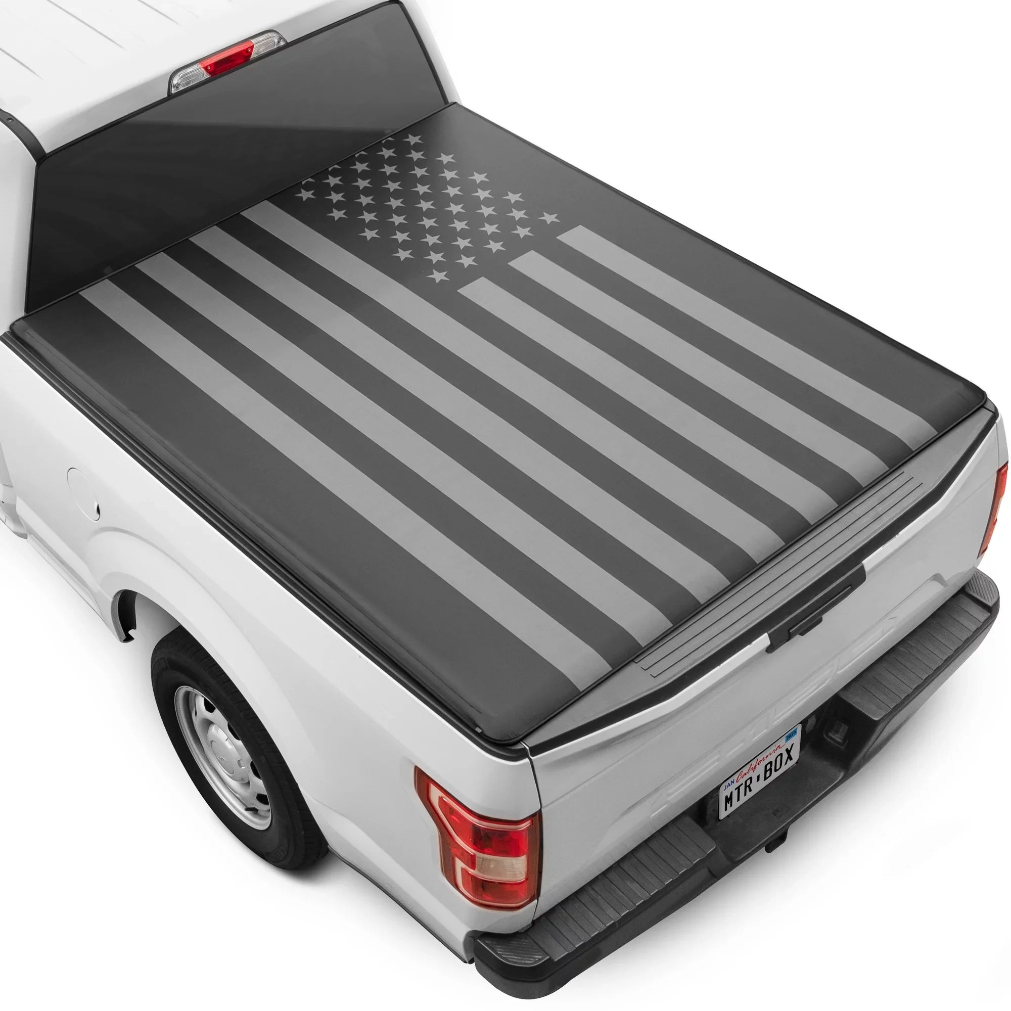 Ebony Flag Tonneau Cover Soft Roll-up Truck Bed Protector All Weather Retractable for Ram 1500 2002-2023 2500/3500 2003-2020 6.4 ft
