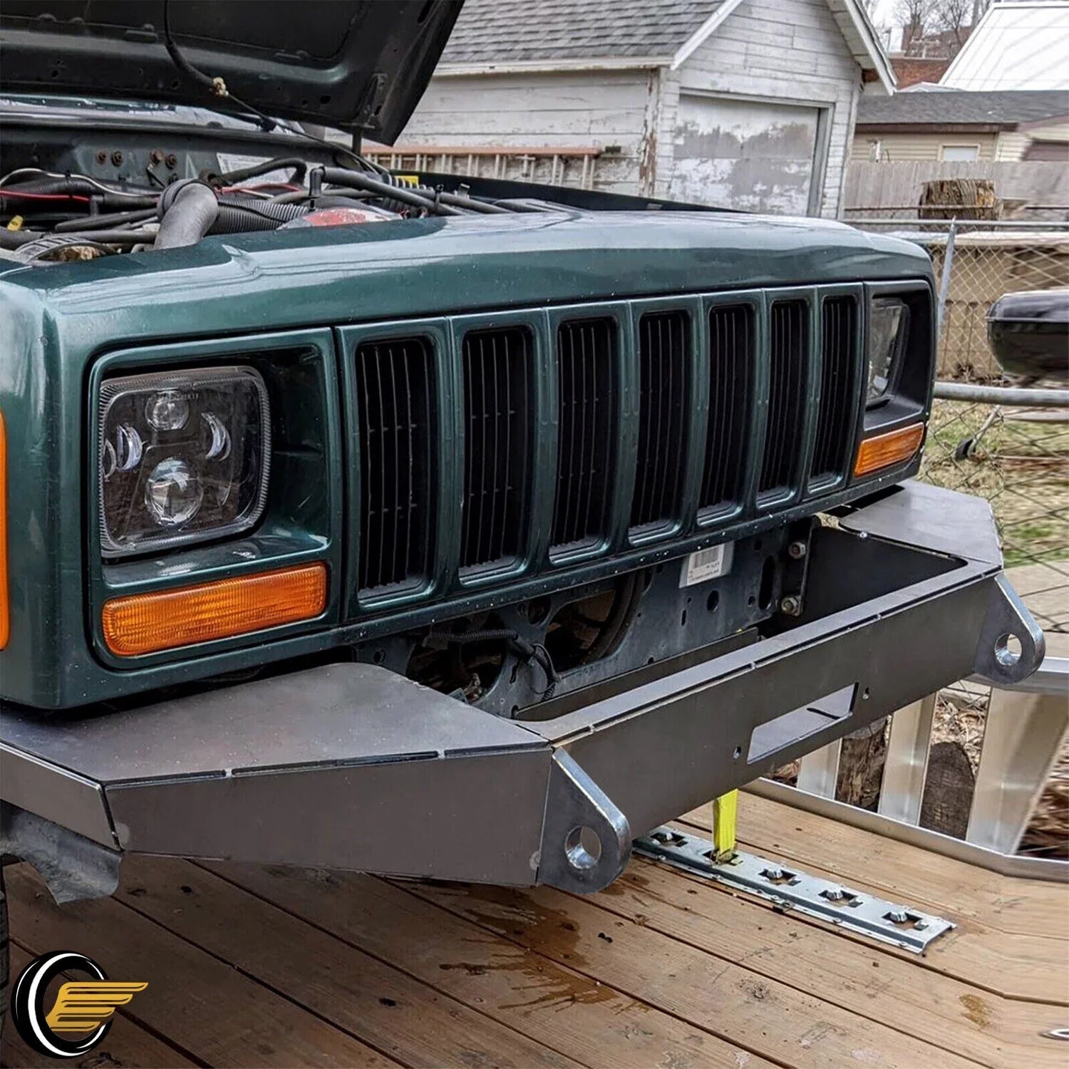 KOJEM DIY Front Bumper Bare Metal Kit for 1984-2001 Jeep Cherokee XJ Winch Mount Plate