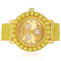 Canary Exclusive Custom Piece Celebrity Inspired Lab Diamonds Gold Tone Iced Out Khronos Jo Rodeo Watch Timestamp Function