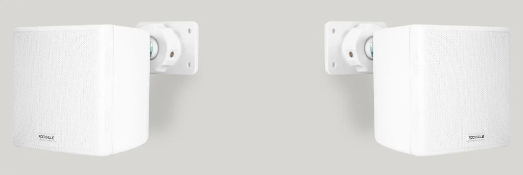 Rockville RPA40BT 4-Room Home Audio Kit Receiver+(8) White Wall Cube Speakers