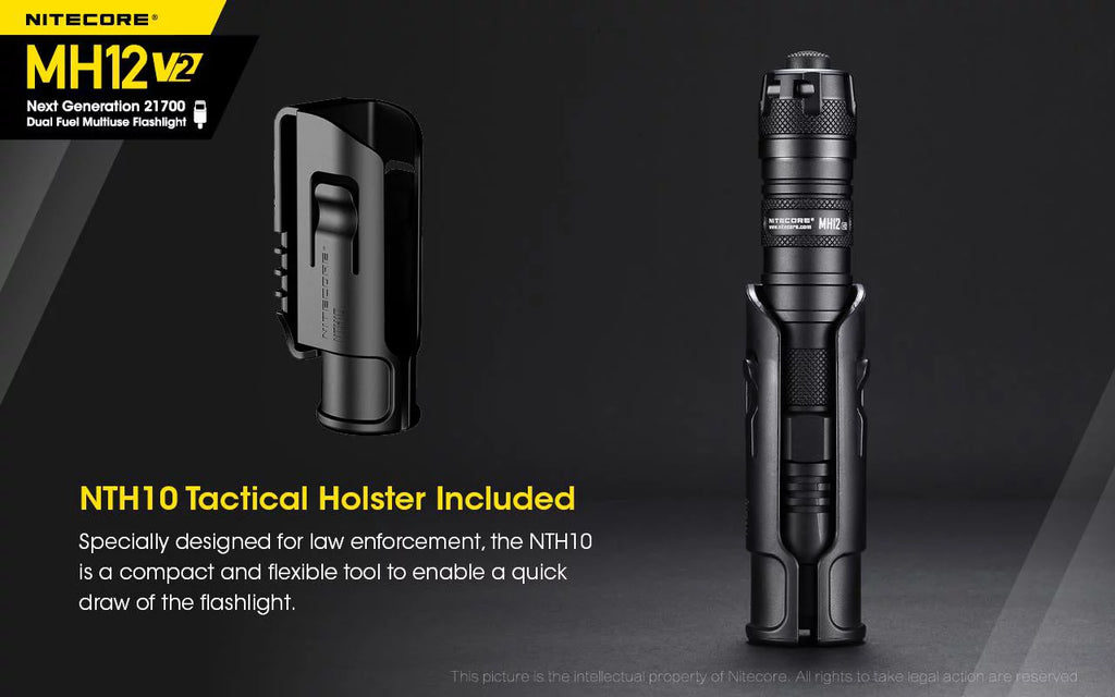 COMBO: Nitecore MH12 V2 CREE XP-L2 V6 LED Flashlight -1200 Gentlemen w/ 21700 Battery and Nitecore NB10000 10,000mAh Power Bank