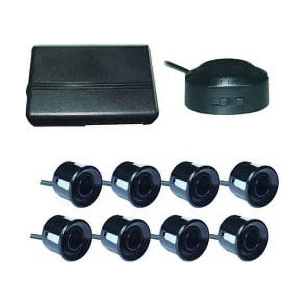 Boyo VTSR220 Rear 4 and Front 4 Parking Sensors with Waterproof Connector, Ebony