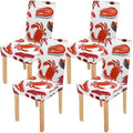 FMSHPON Salmon Steaks Shrimps Crabs Squids Sushi Stretch Chair Cover Protector Seat Slipcover for Dining Room Hotel Wedding Party Set of 4