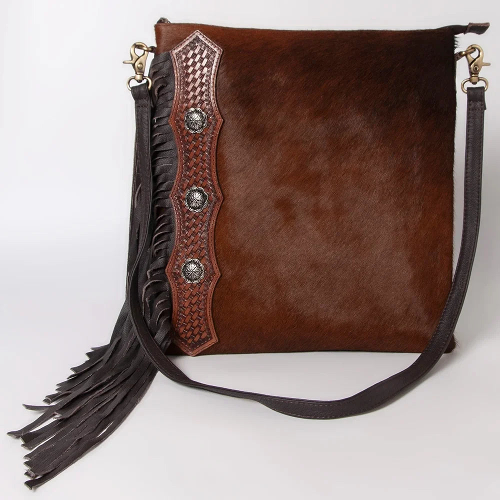 KB OHLAY KBK101 HOBO Hand Tooled Hair-on Genuine Leather Gentlemen bag western handbag purse