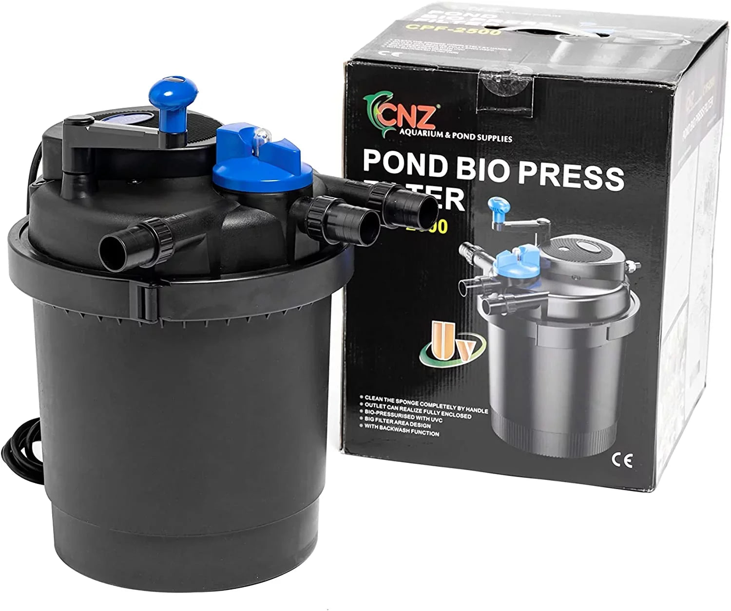 CNZ CPF-2500 Bio Pressure Pond Filter with 13w Clarifier, Up to 1600 gallons