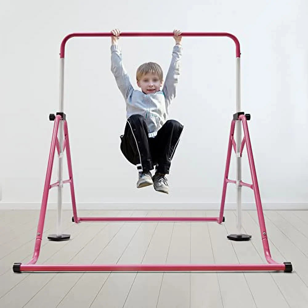 GNJINX Adjustable Height Gymnastics Bars for Kids, Folding Horizontal Junior Training Bar, Expandable and Height Adjustable - Home Gymnastics Individuals