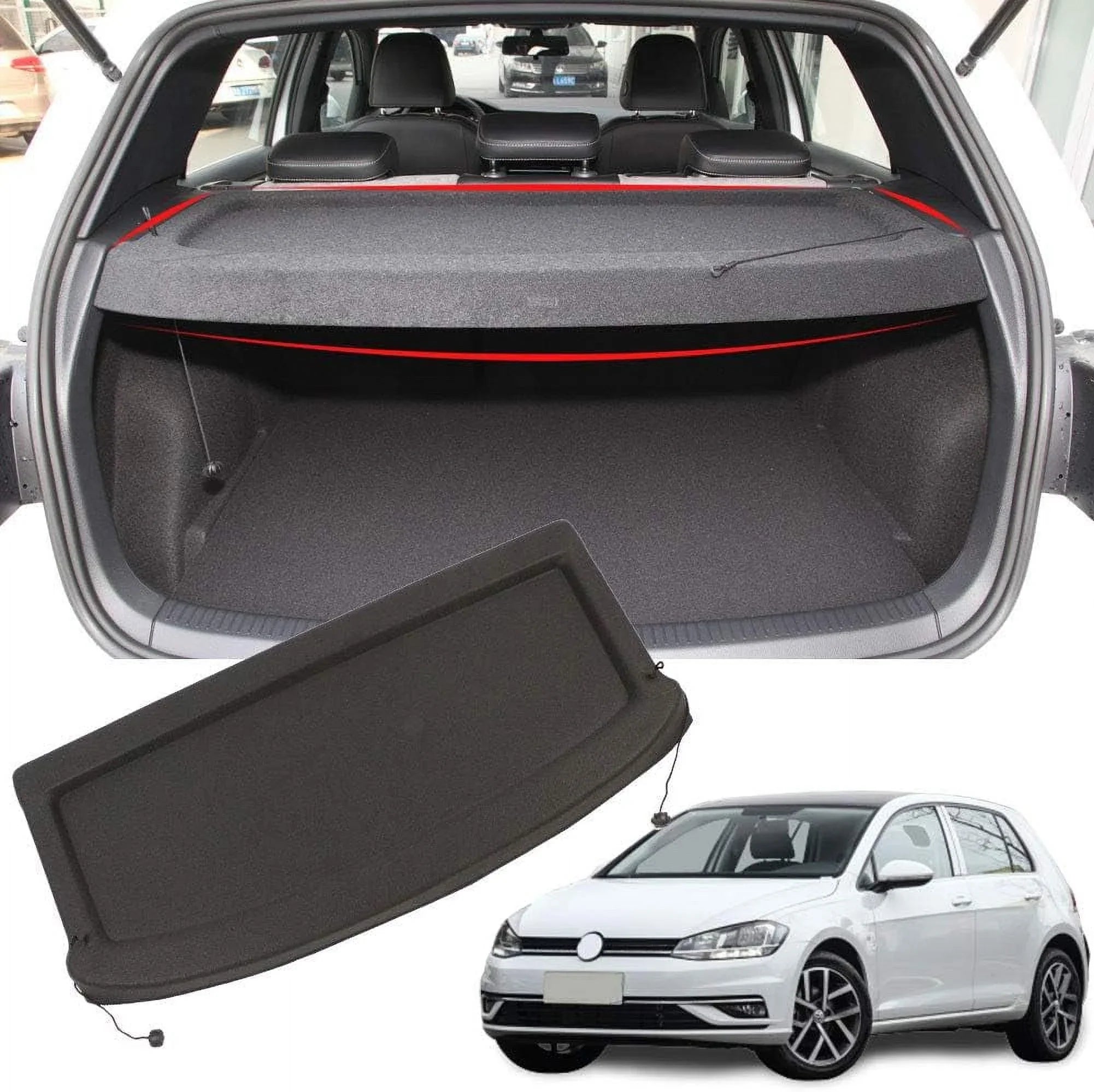Fit 2015-2019 Volkswagen GTI Golf 7 Non-retractable Cargo Cover for 2015 2016 2017 2018 2019 VW GTI GOLF 7 Hatchback Rear Trunk Luggage Privacy Shade Accessory, Ebony