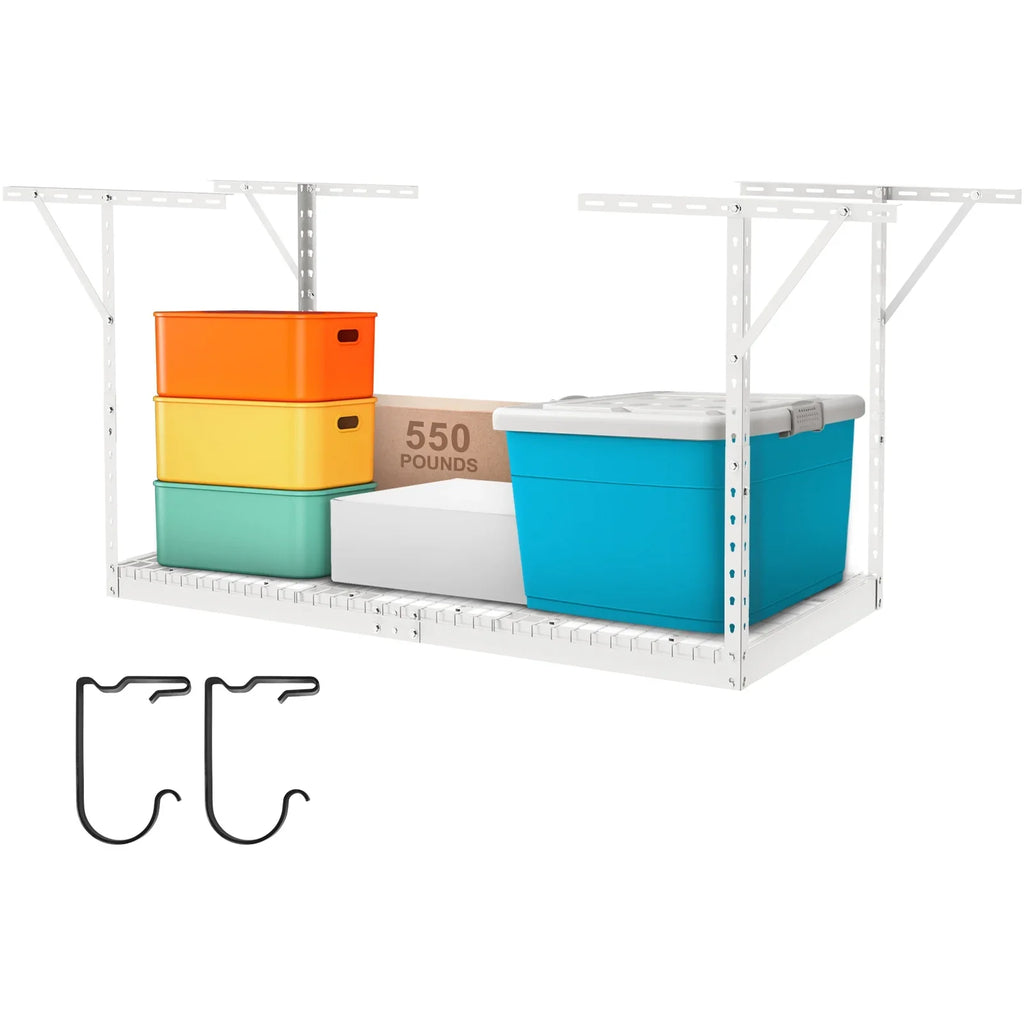 SKYSHALO Overhead Adjustable Garage Storage Rack 36x72" Ceiling Rack 550lb White