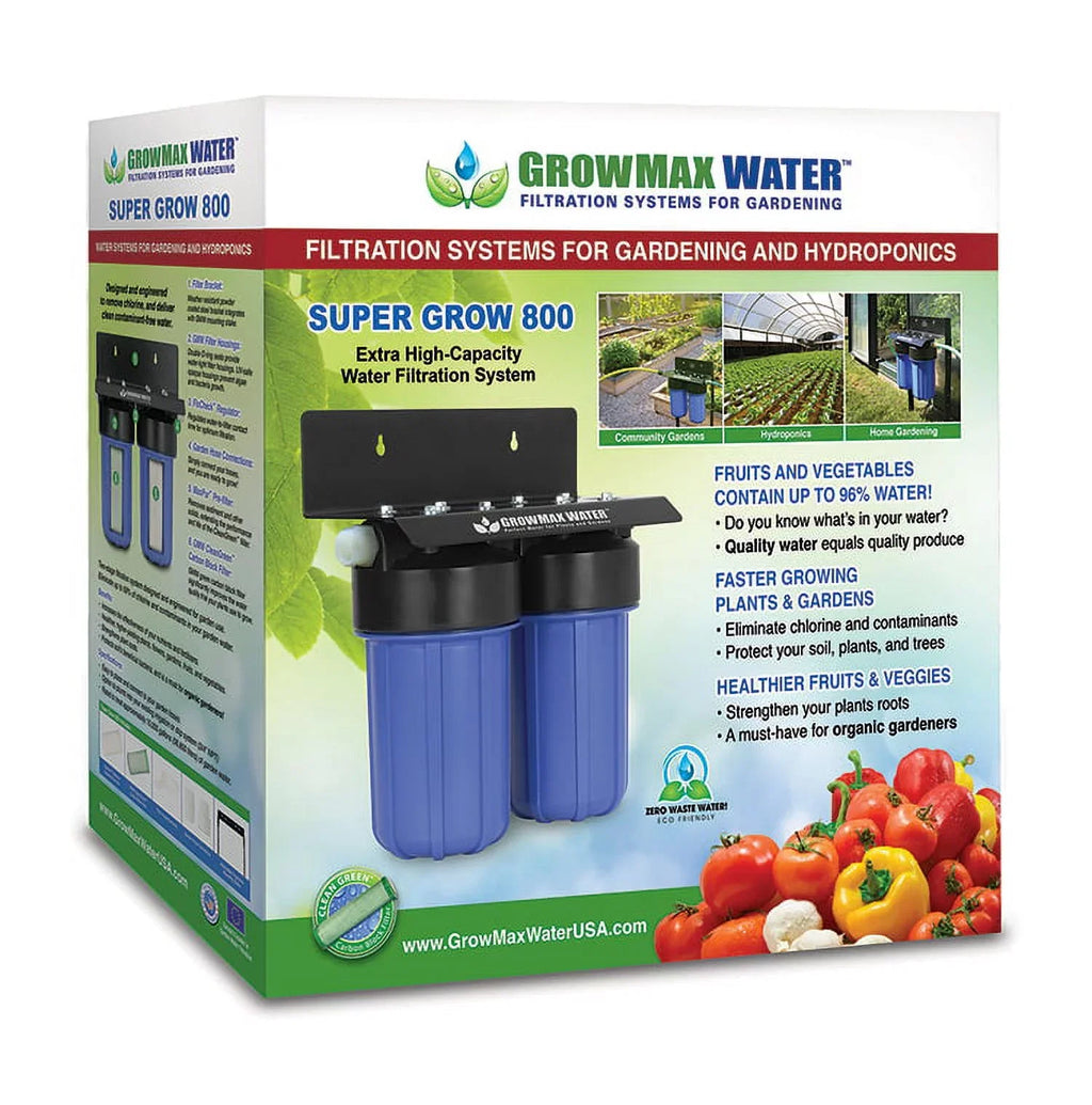 GrowMax SUPER GROW 800 - High-Capacity Garden Water Filtration System - Eliminate up to 99% of Chlorine and Contaminants (15,000 gallons / 56,850 liters)