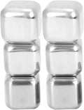 Ice Stone Reusable Whiskey Balls Stainless Steel Ice Cubes Metal Ice Sphere Cubes Beverage Chilling Rocks for Red Wine Bar Beer Scotch Vodka Drinks(6Pcs)