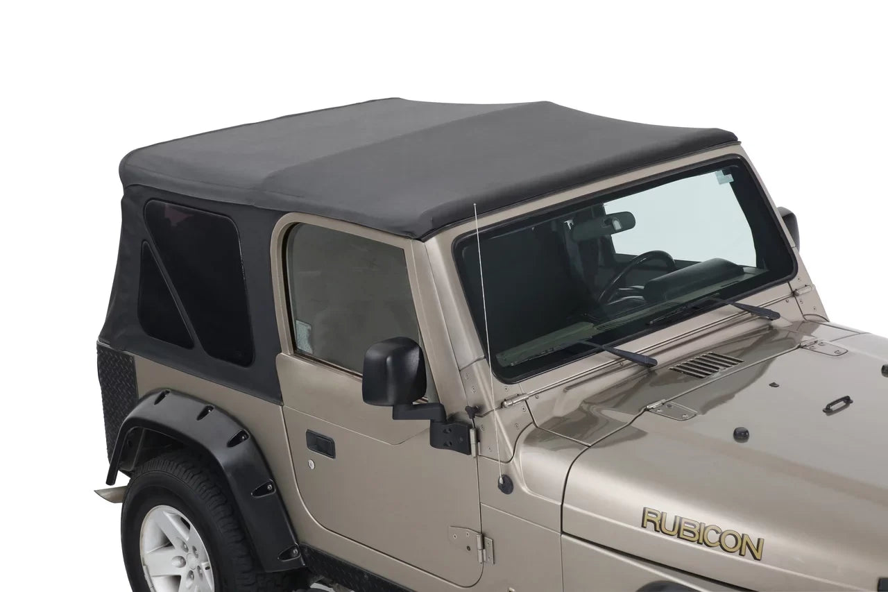 OVS 1997-2006 Fits Jeep Wrangler TJ King 4WD Premium Individuals Soft Top Without Upper Doors Ebony Diamond With Tinted Windows 14010235
