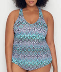 LEILANI Multi Plus Size Bahia Oceania Underwire Tankini Swim Top, US 16W, NWOT