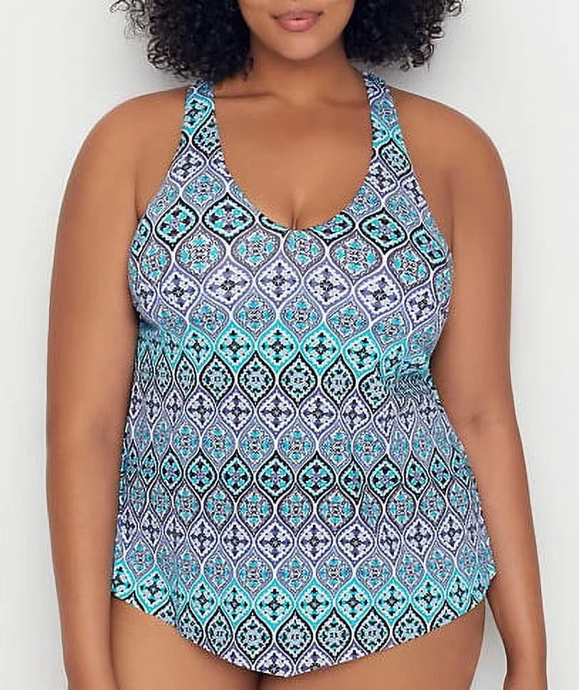 LEILANI Multi Plus Size Bahia Oceania Underwire Tankini Swim Top, US 16W, NWOT