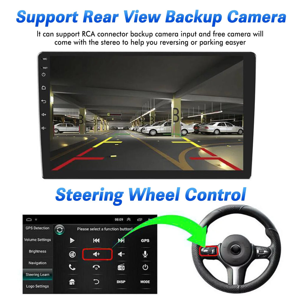 Double Din Car Stereo, 10.1" Android 10.1 Car MP5 Player, HD Touch Screen Car Radio W/Bluetooth Mirror Link GPS Function, Rear Camera Included (2G+32G)