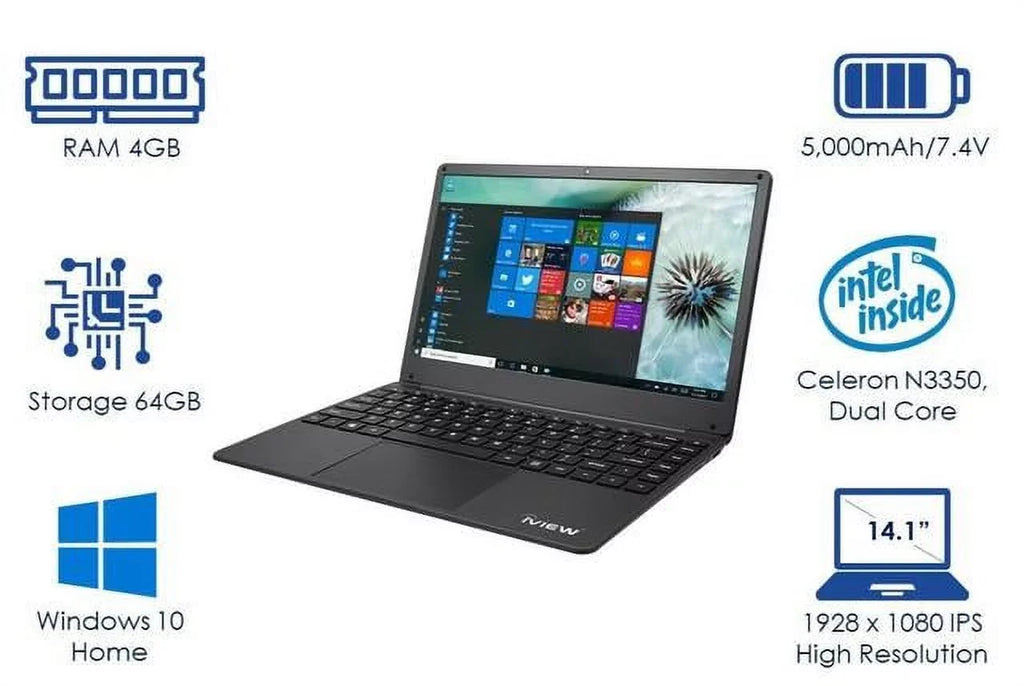 iView 1430NB-14.1in 1920x 1080 IPS High Resolution, Dual Core, 4GB/64GB and USB Mouse