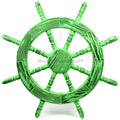 Nagina International Rustic Antique Beautiful Wall Decor Handcrafted Pine Nautical Ship Wheel | Maritime Exclusive Wall Decor (36 Inches, Junky Green)