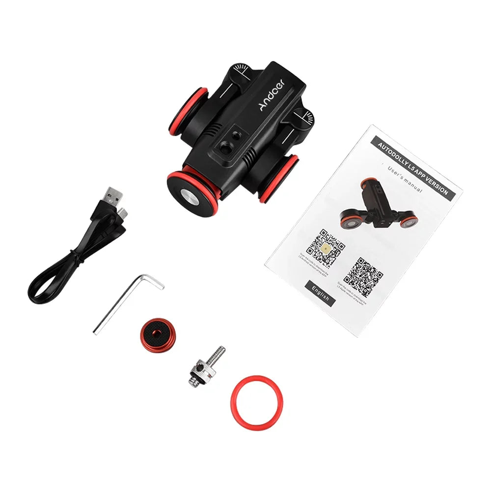 Andoer Video Dolly,3-wheels Motorized Slider Auto Dolly 3-wheels App Time-lapse Line Mobile App Time-lapse Dolly Car Mobile Video Auto Dolly Motorized Slider Dolly Wireless Car Mobile App L5i